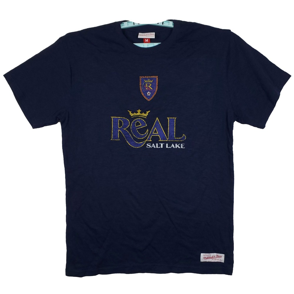 Salt Lake Real Mitchell & Ness MLS Medium Shirt Distressed Logo Navy New
